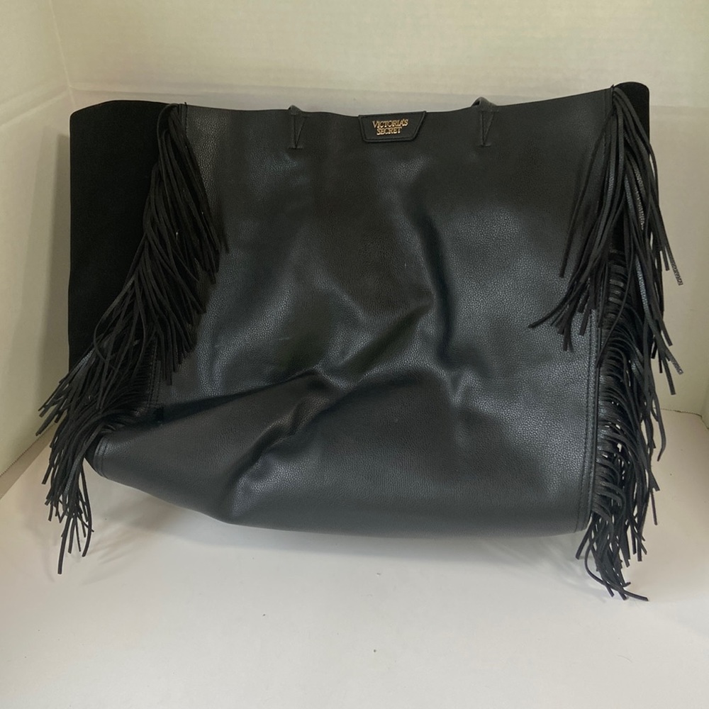 Victoria’s Secret black fringe large tote bag